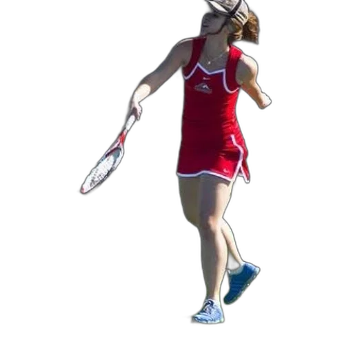 staff, dress, 3d render, photorealistic, concept art, woman, red, tennis transparent PNG cut-out