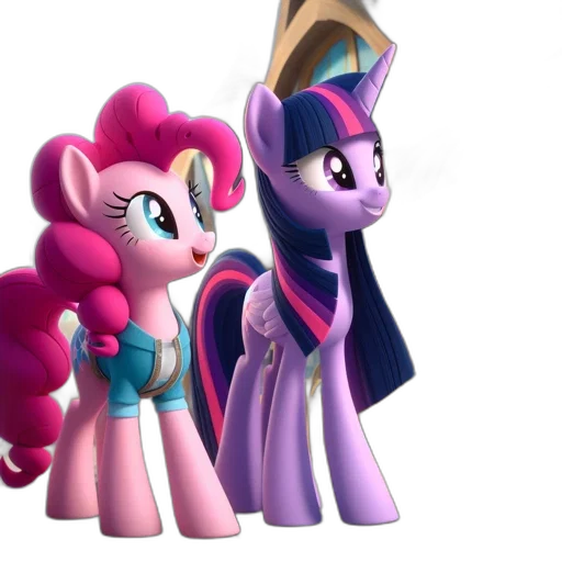 staff, 3d render, concept art, two, little, pony, characters, pinkie transparent PNG cut-out