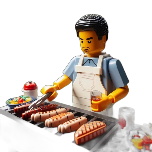 food, 3d render, photorealistic, concept art, fire, lego, scene, man transparent PNG cut-out
