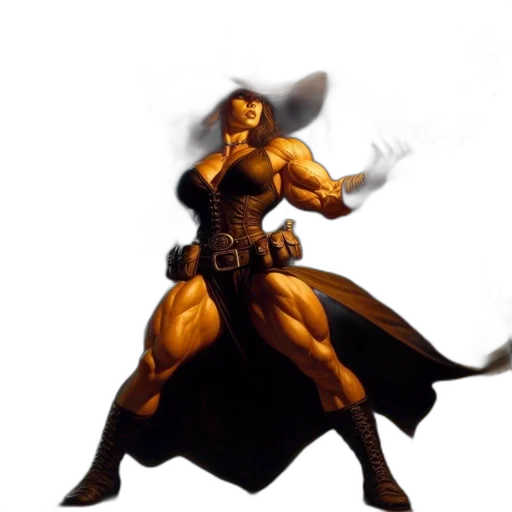 staff, concept art, comic book art, fantasy art, 3d render, golden, muscular, woman transparent PNG cut-out