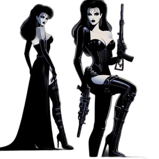 comic book art, concept art, cartoon, fantasy art, two, female, characters, dark transparent PNG cut-out
