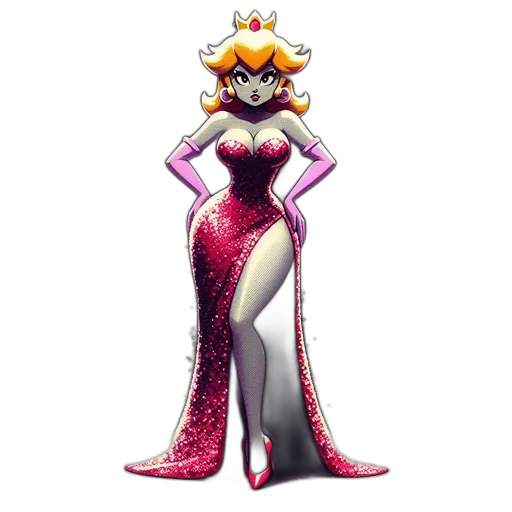 dress, crown, concept art, pixel art, 3d render, cartoon, animated, character transparent PNG cut-out