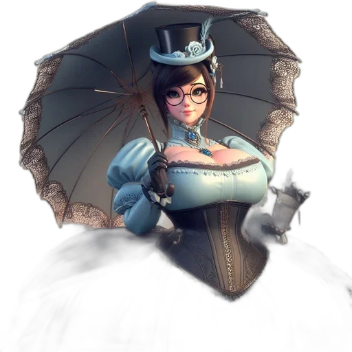 umbrella, hat, staff, crown, concept art, fantasy art, 3d render, photorealistic transparent PNG cut-out