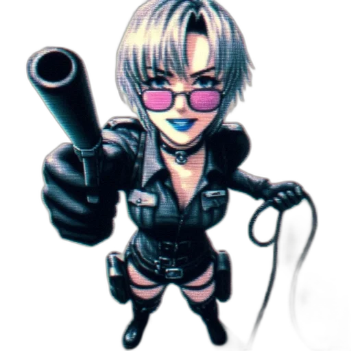 weapon, staff, robot, cyberpunk, pixel art, concept art, cartoon, dark transparent PNG cut-out