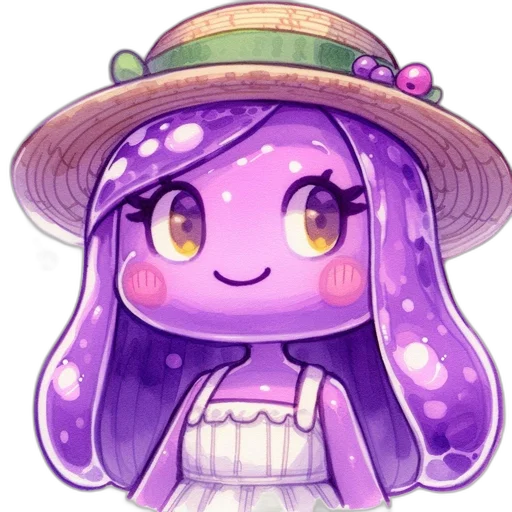 hat, staff, creature, flower, watercolor, anime, pixel art, fantasy art transparent PNG cut-out