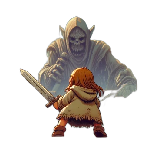 staff, weapon, sword, creature, pixel art, concept art, fantasy art, comic book art transparent PNG cut-out