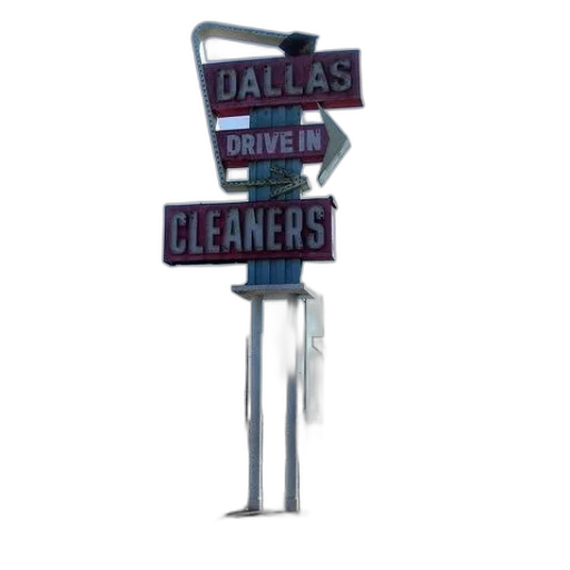 staff, 3d render, sign, dallas, drive, cleaners, shown, front transparent PNG cut-out