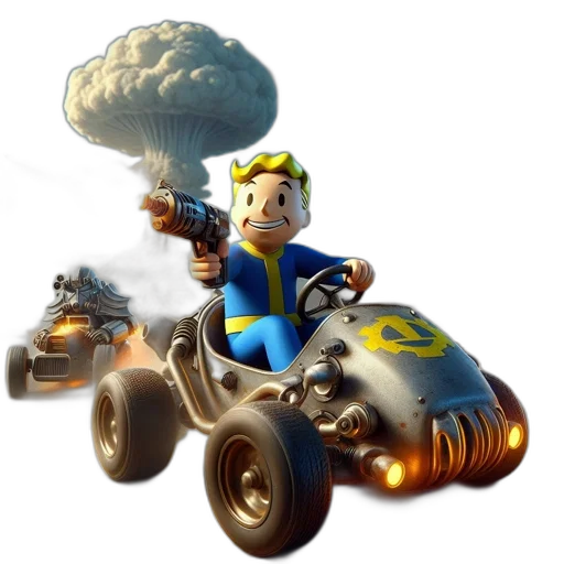 car, weapon, concept art, 3d render, pixel art, cartoon, post-apocalyptic, landscape transparent PNG cut-out