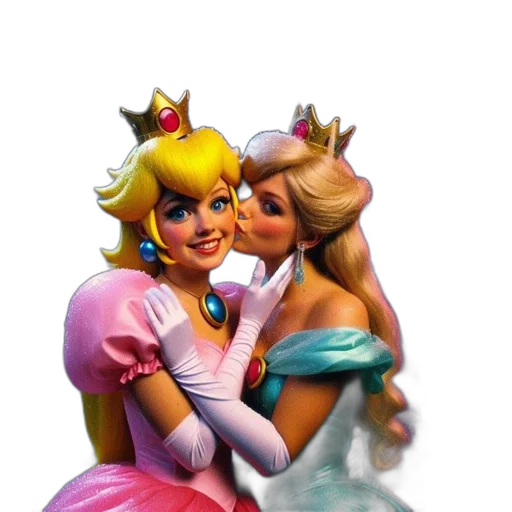 crown, 3d render, concept art, photorealistic, fantasy art, two, princesses, colorful transparent PNG cut-out