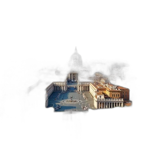 building, concept art, photorealistic, 3d render, pixel art, fog, aerial, view transparent PNG cut-out