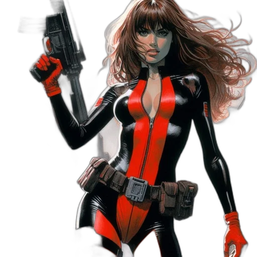 comic book art, concept art, cartoon, fantasy art, red, female, character, possibly transparent PNG cut-out