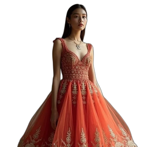 dress, jewelry, photorealistic, 3d render transparent PNG cut-out