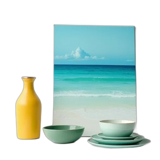 photorealistic, oil painting, 3d render, beach, underwater, pastel, blue, green transparent PNG cut-out