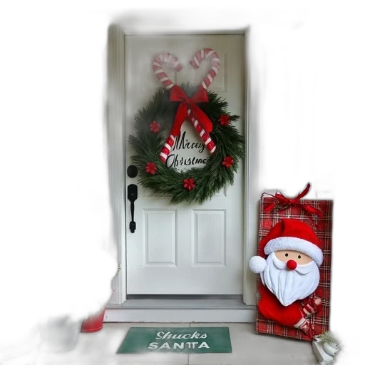photorealistic, 3d render, festive, holiday, scene, displayed, front, porch transparent PNG cut-out