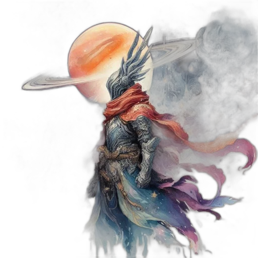 hat, dragon, mask, sword, concept art, fantasy art, watercolor, comic book art transparent PNG cut-out