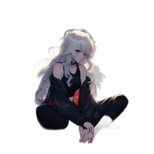hair, jacket, creature, staff, pixel art, concept art, anime, cyberpunk transparent PNG cut-out