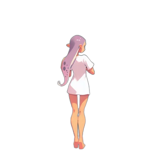 dress, creature, hair, staff, pixel art, concept art, vaporwave, 3d render transparent PNG cut-out