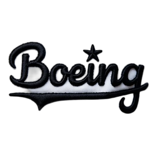 staff, close-up, white, embroidered, patch, word, boeing, stylized transparent PNG cut-out