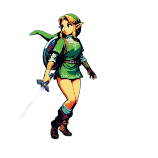 staff, sword, weapon, pixel art, concept art, fantasy art, comic book art, green transparent PNG cut-out