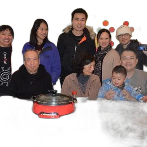 staff, family, gathers, around, table, filled, food, enjoying transparent PNG cut-out