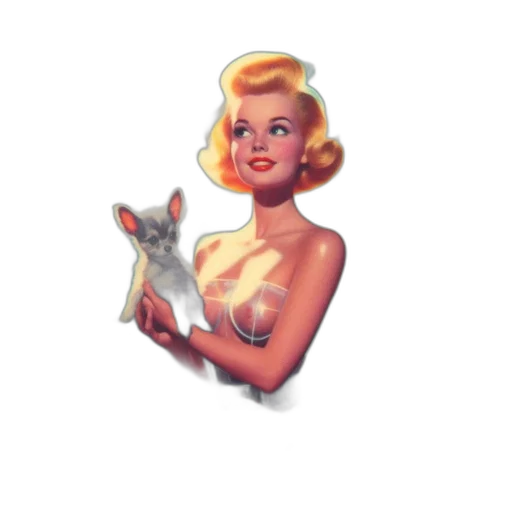 pixel art, cartoon, comic book art, concept art, woman, vintage-styled, blonde, hair transparent PNG cut-out