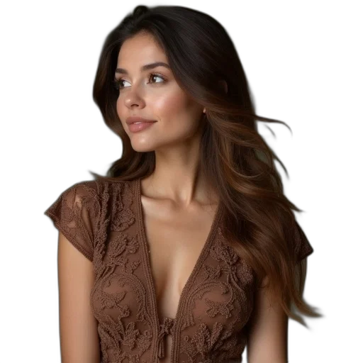 dress, jacket, hair, face transparent PNG cut-out