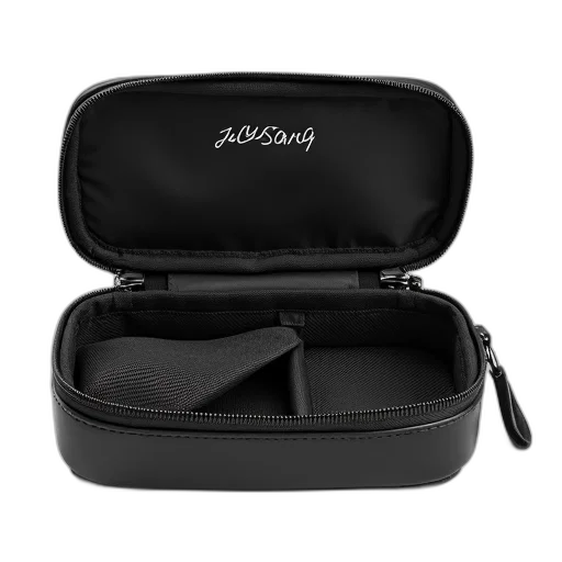 staff, jewelry, jacket, black, rectangular, zippered, travel, case transparent PNG cut-out