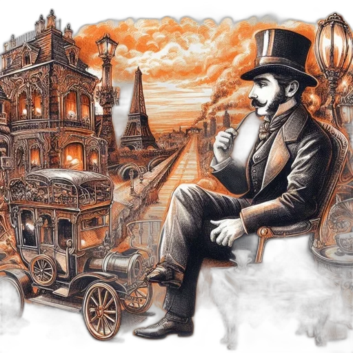 car, hat, furniture, concept art, fantasy art, comic book art, watercolor, city street transparent PNG cut-out