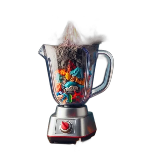 robot, hair, food, bottle, 3d render, photorealistic, blender, filled transparent PNG cut-out