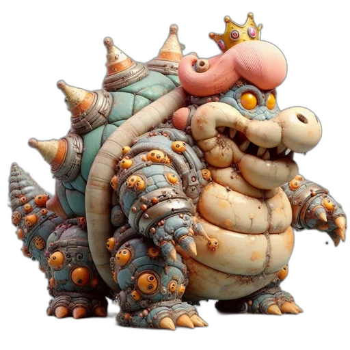 dragon, creature, animal, crown, concept art, 3d render, fantasy art, pixel art transparent PNG cut-out
