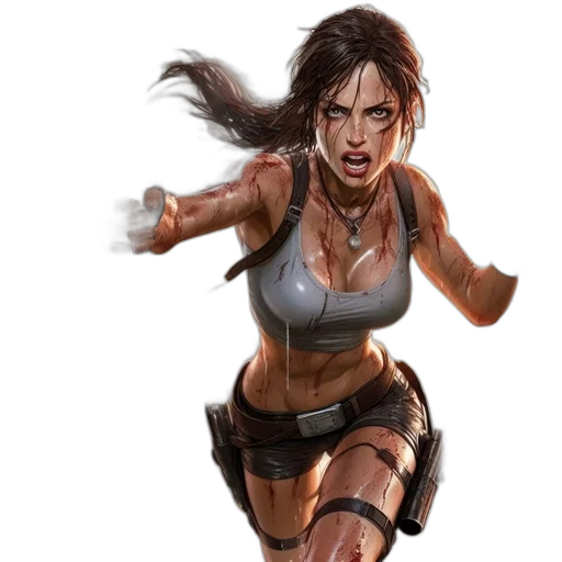 concept art, comic book art, fantasy art, cyberpunk, woman, equipped, dual, weapons transparent PNG cut-out