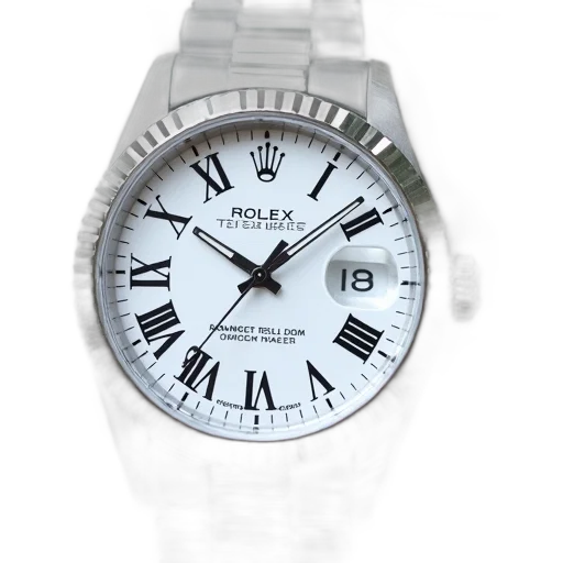 jewelry, silver, wristwatch, white, dial, roman, numerals, date transparent PNG cut-out