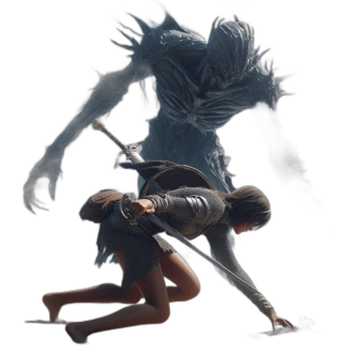 creature, concept art, fantasy art, comic book art, 3d render, underwater, fog, fire transparent PNG cut-out