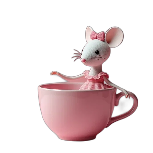3d render, concept art, photorealistic, cartoon, pastel, pink, ballerina, mouse transparent PNG cut-out