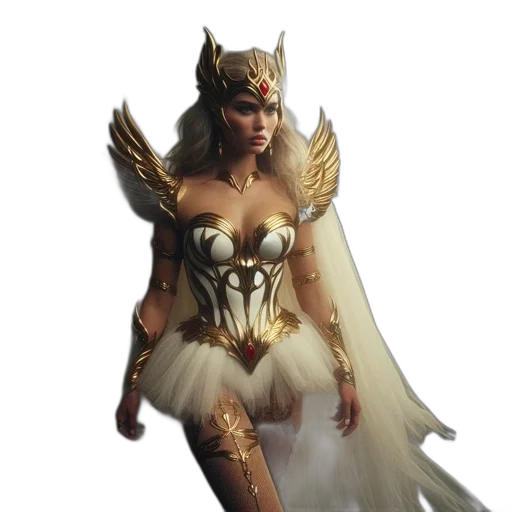 mask, fantasy art, concept art, comic book art, pixel art, golden, armored, woman transparent PNG cut-out