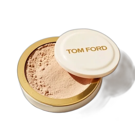 golden, compact, powder, gold, rim, white, lid, displayed transparent PNG cut-out