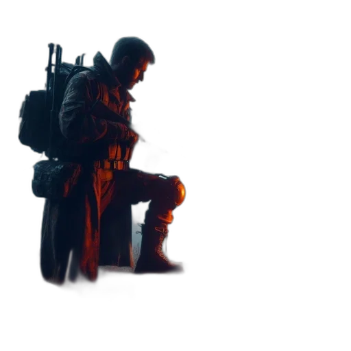 weapon, jacket, sword, robot, concept art, 3d render, pixel art, comic book art transparent PNG cut-out