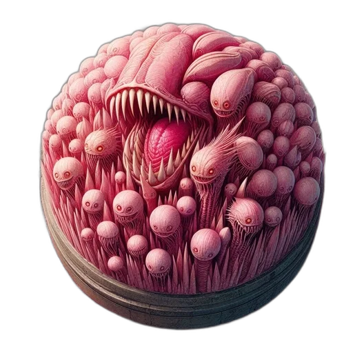 creature, food, animal, hair, concept art, 3d render, photorealistic, outer space transparent PNG cut-out