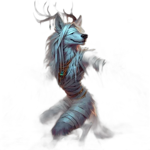 creature, staff, animal, crown, fantasy art, concept art, watercolor, pixel art transparent PNG cut-out