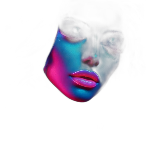 face, mask, creature, crown, vaporwave, photorealistic, 3d render, concept art transparent PNG cut-out