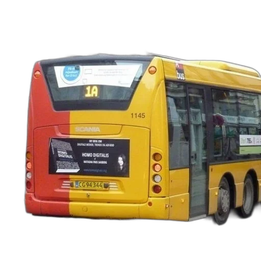 staff, car, 3d render, photorealistic, concept art, yellow, red, bus transparent PNG cut-out
