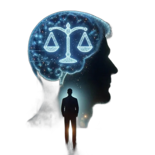 individual, stands, silhouette, circuit, board, hologram, brain, scale transparent PNG cut-out