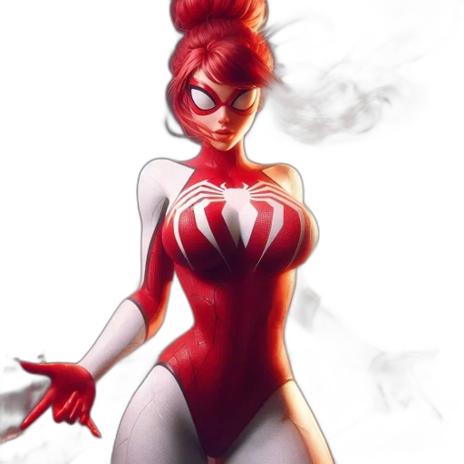 comic book art, concept art, fantasy art, 3d render, red, animated, female, figure transparent PNG cut-out