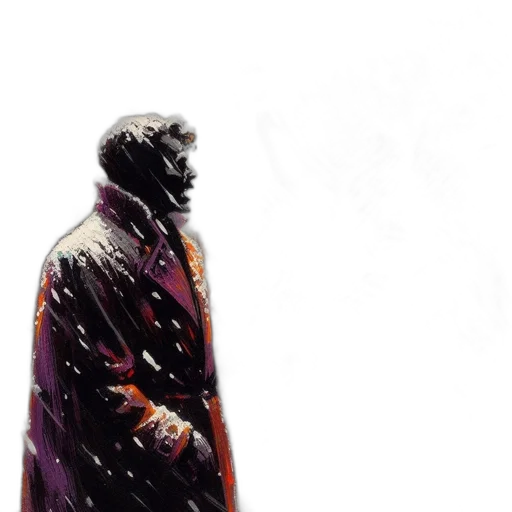 jacket, staff, concept art, comic book art, watercolor, pixel art, snow, fog transparent PNG cut-out
