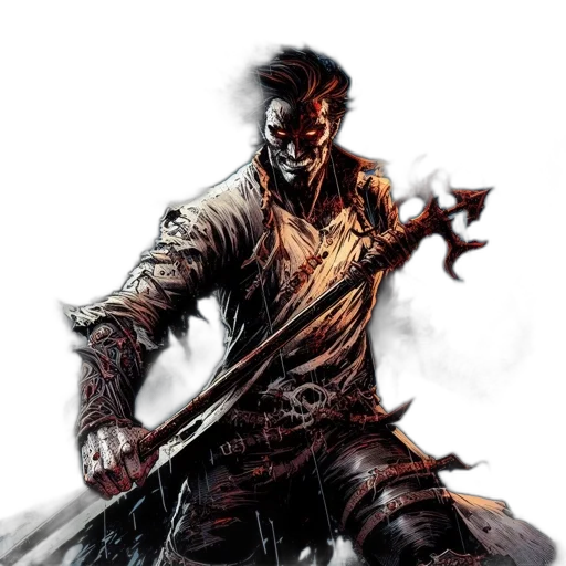 sword, weapon, concept art, comic book art, fantasy art, photorealistic, dark, during transparent PNG cut-out