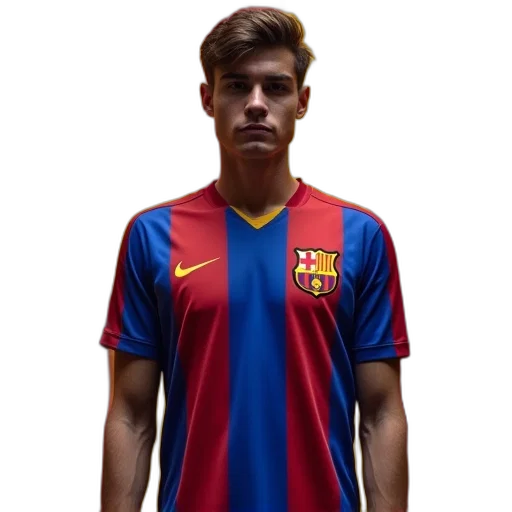 pixel art, photorealistic, man, wearing, blue, red, jersey, stands transparent PNG cut-out