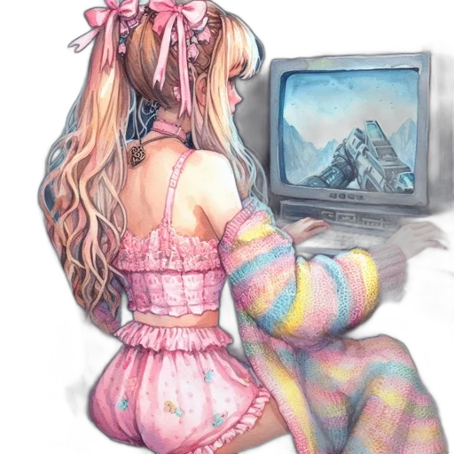 robot, dress, face, creature, vaporwave, cyberpunk, fantasy art, pixel art transparent PNG cut-out