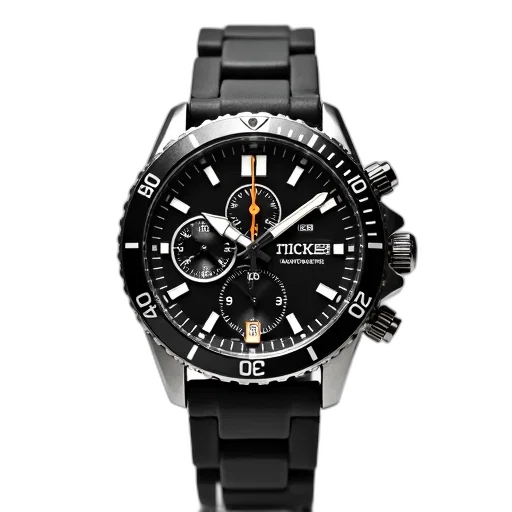 black, silver, wristwatch, strap, displayed, against, white, background transparent PNG cut-out