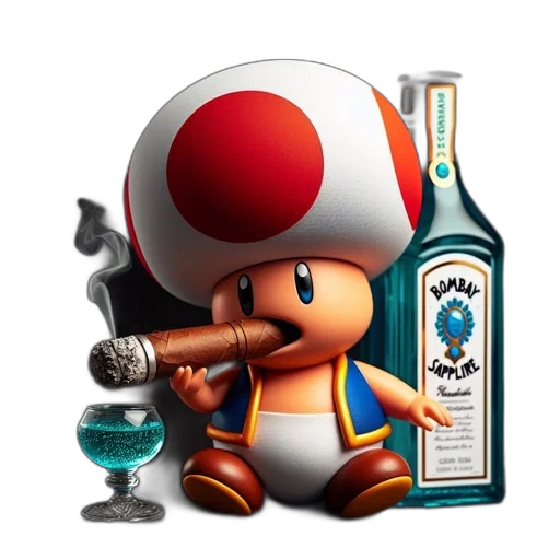 bottle, weapon, animal, hat, concept art, 3d render, pixel art, blue transparent PNG cut-out