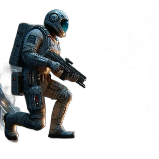 robot, weapon, creature, staff, concept art, 3d render, pixel art, outer space transparent PNG cut-out